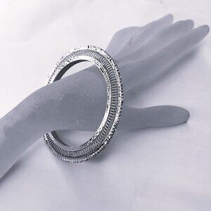 Silver Tone Bangle with Crystals